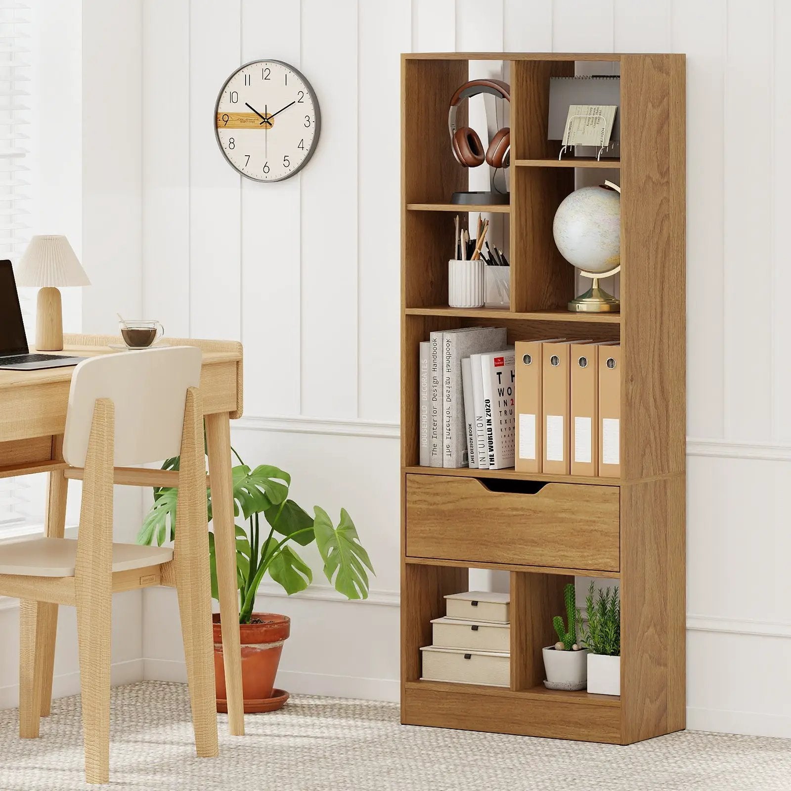 51inch Tall Freestanding Bookcase with Drawer 7-Cube Storage Organizer by DirectDeals