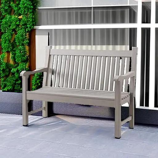 Psilvam Garden Bench, 2-Person Poly Lumber Patio Bench, All-Weather Outdoor Bench That Never Rot and Fade, Memorial Bench, Suit for Garden, Porch and Park(Grey) by GreenHaven Gardens