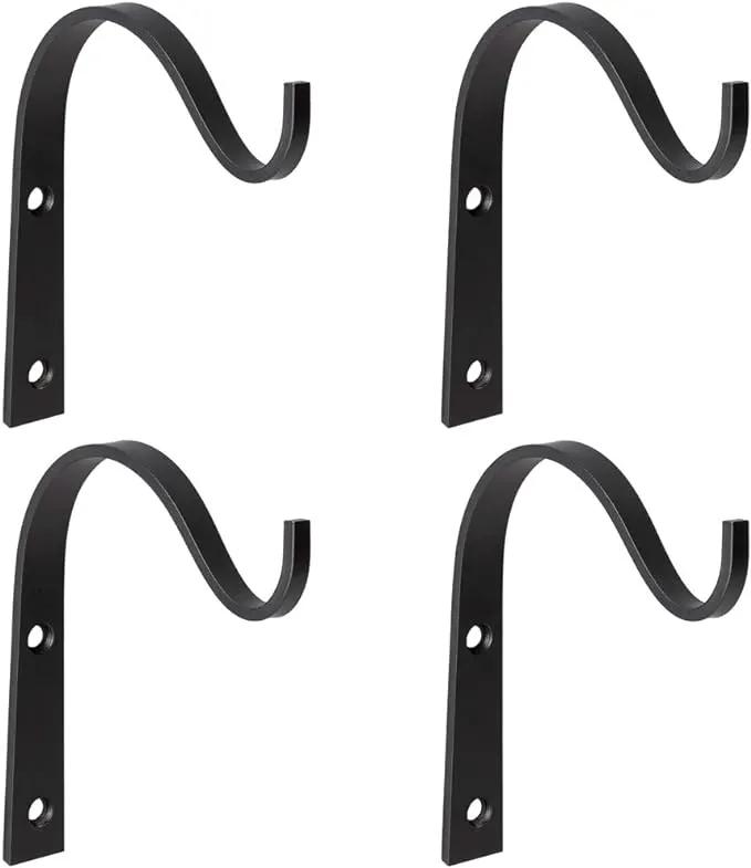 Mkono 4 Pack Iron Wall Hooks for Hanging Plant Lanterns, Plant Hanger Fence Metal Bracket for Bird Feeders, Wind Chimes, Mason Jar Sconces, Light Outdoor Indoor Rustic Home Decor, 3 Inch by GreenHaven Gardens