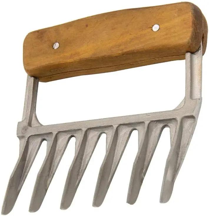 KANKA Grill Meat Shredder Claws - 5X Thicker Professional Stainless Steel BBQ Claws for Effortless Shredding and Cutting of Pulled Pork, Chicken, Turkey, Beef - Set of 2 with Durable Wood Handles by GreenHaven Gardens