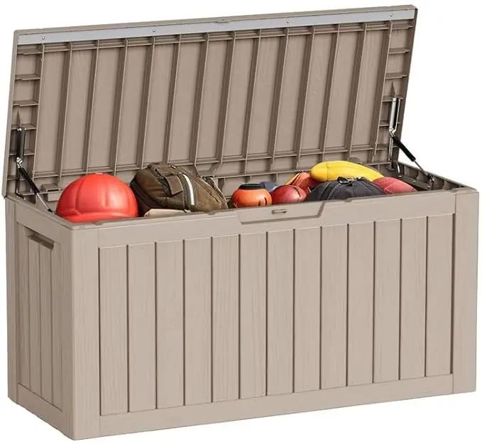 80 Gallon Outdoor Deck Box,Storage Lockable Waterproof Patio Furniture,Garden Tools,Cushions,Pool Accessories Outside Storage Resin Box(Gery) by GreenHaven Gardens