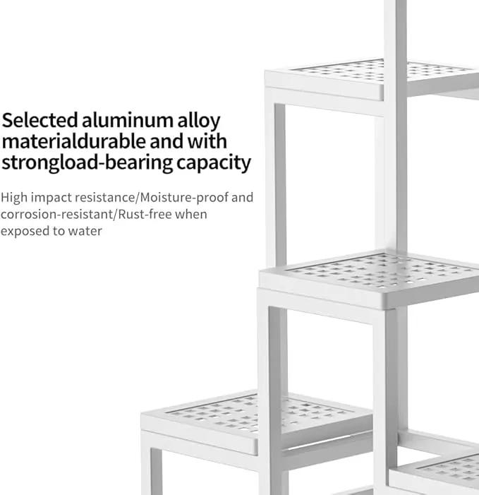 Plant Stand - Aluminum Indoor/Outdoor Flower Rack, Waterproof & Rust-Proof, Stable Support for Pots, Perfect for Living Room, Balcony, Garden, and Office (White, 6 Tier) by GreenHaven Gardens