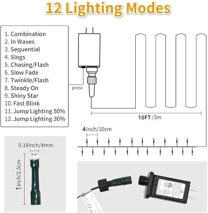 Christmas Light 500 LEDs 172ft Green Cable Wire Fairy String Outdoor Twinkle Lights Plug in 12 Modes for Xmas Party, Garden, Wedding, Home Decoration (Warm White) by GreenHaven Gardens