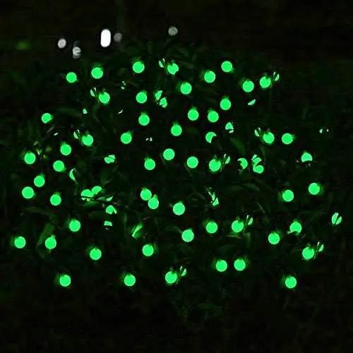 Globe Ball Fairy Lights, 50 LEDs 23ft/7M Solar Led Globe String Lights Waterproof with Two Lighting Modes for Garden Outdoor Party Christmas Decoration (Green) by GreenHaven Gardens