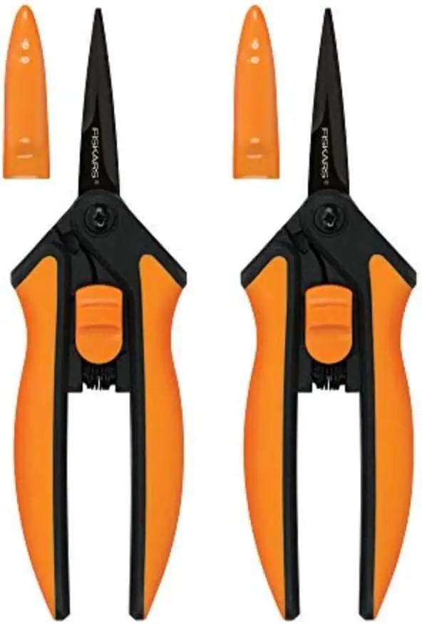 Fiskars Pruning Snips - 6" Garden Shears with Comfort Grip and Spring Action - Sharp and Precise Non-Stick Steel Blades - Quality Pruning Shears for Plants in Grow Tents and Hydroponics - 2 Pack by GreenHaven Gardens