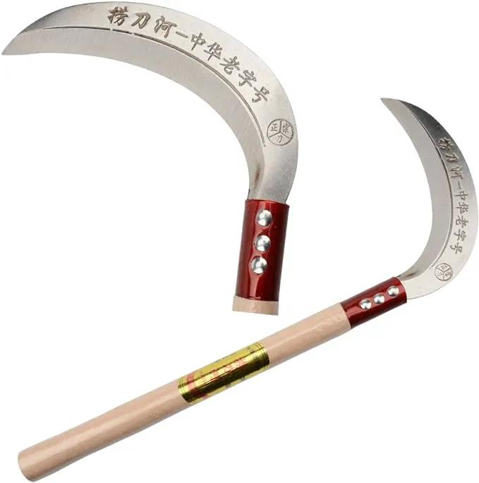 KEYI Steel Grass Sickle,Clearing Sickle,Manganese Steel Blade/Hardwood Handle Hand held Sickle Tool - Multipurpose Gardening Weeding Grass Sickle and Farming Portable Safety Sickle by GreenHaven Gardens
