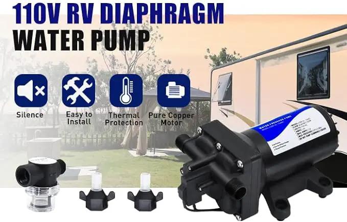 Water Pressure Booster Pump 110v Diapphragm Pump Inline Water Pump 75psi 5.5 GPM Self Priming RV Water Pump for Kitchen, Bathroom, RV, Marine Yacht, Caravan, Garden by GreenHaven Gardens