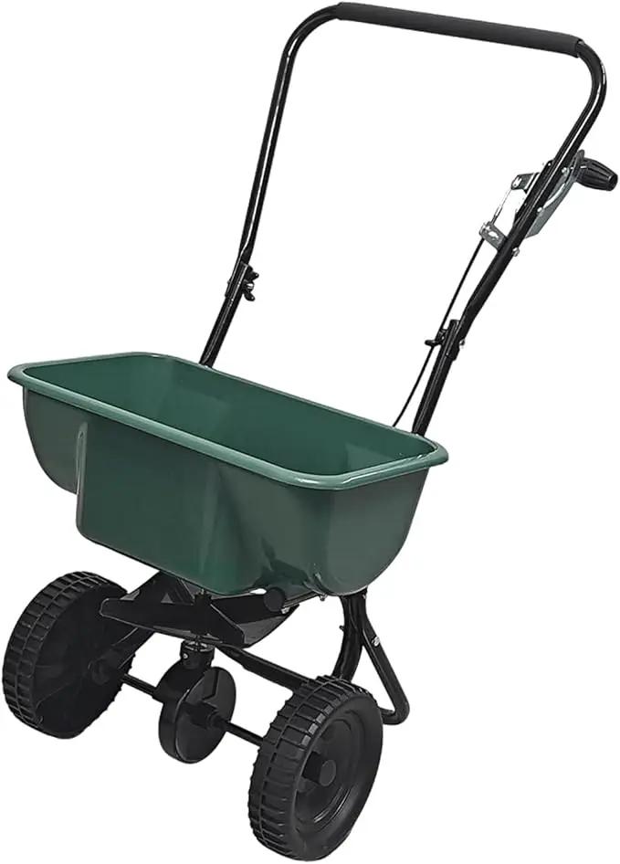 60LB Walk-Behind Broadcast Spreader for Seed,Fertilizer,Salt,Ice Melt, Fertilizer Spreader with Adjustable Drop Rate, Seed Spreaders for Lawns by GreenHaven Gardens