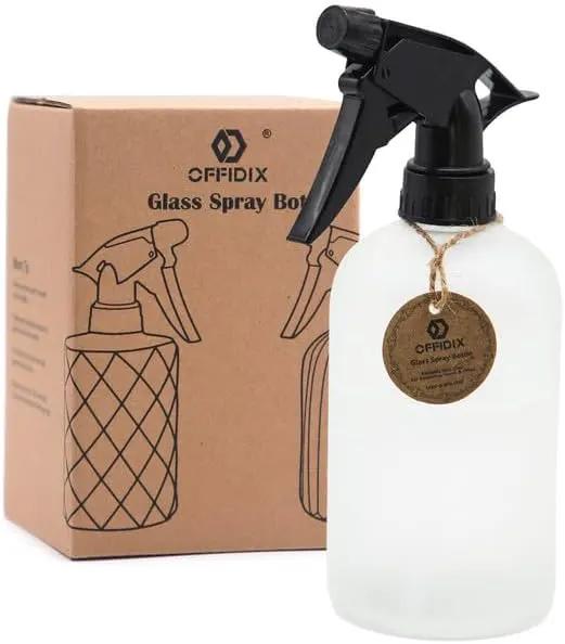 OFFIDIX Glass Spray Bottle,Plant Mister,Pressure Watering Can,Water Spray Bottle with Adjustable Nozzle,0.43L/15.17oz Handheld Spray Bottles for Outdoor Indoor Garden,Cleaning Solutions（Frosted Clear） by GreenHaven Gardens