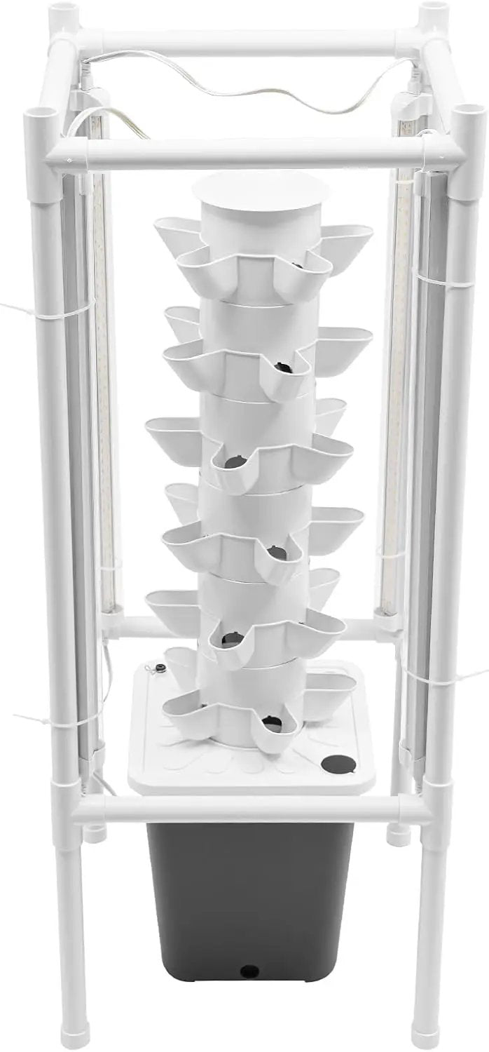 Hydroponic Growing Tower System Kit, 30-Plant Vertical Hydroponics Garden Tower with LED Grow Light, for Outdoor Indoor Herbs Fruits Vegetables Smart Garden Planter Kit by GreenHaven Gardens