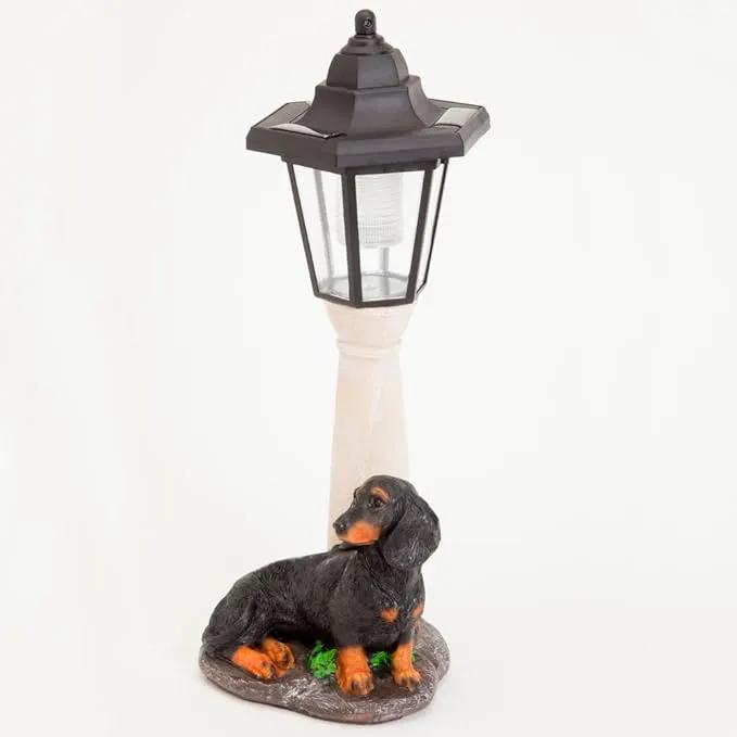 Bits and Pieces - Solar Dog Lantern-Solar Powered Garden Lantern - Resin Dog Sculpture with LED Light (Dachshund) by GreenHaven Gardens