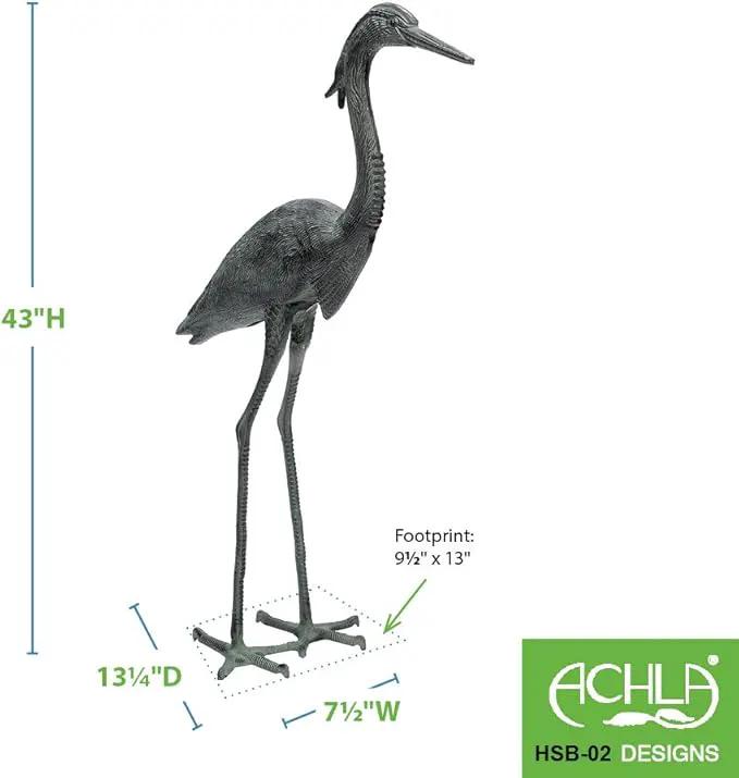 Achla Designs Great Blue Heron Garden Statue by GreenHaven Gardens
