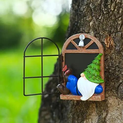 Whimsical Fairy Garden Gnome Statue, Tree Faces Decor Outdoor -5.9 Inch, Funny Garden Tree Decoration,Ideal Patio Yard Lawn Porch Decoration by GreenHaven Gardens
