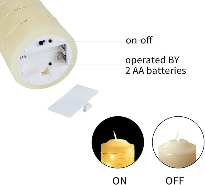 Battery Operated Flameless LED Candles: with Embedded String Lights, 3 Pack Flickering Electric Candle with 10-Key Remote Control for Seasonal Festival Celebration Real Wax(Batteries not Included) by GreenHaven Gardens