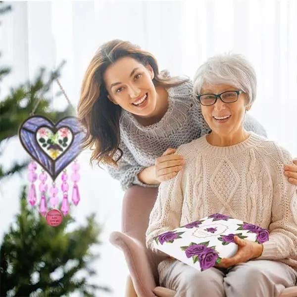Mom's Birthday Gift Cool Purple Glass Heart-Shaped Sun Catcher by GreenHaven Gardens