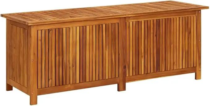 vidaXL Outdoor Storage Box, Deck Box with Gas-Lift Lid, Storage Chest with Water-Resistant Zippered Bag Inside, 59.1''x19.7''x22.8'', Solid Acacia Wood by GreenHaven Gardens