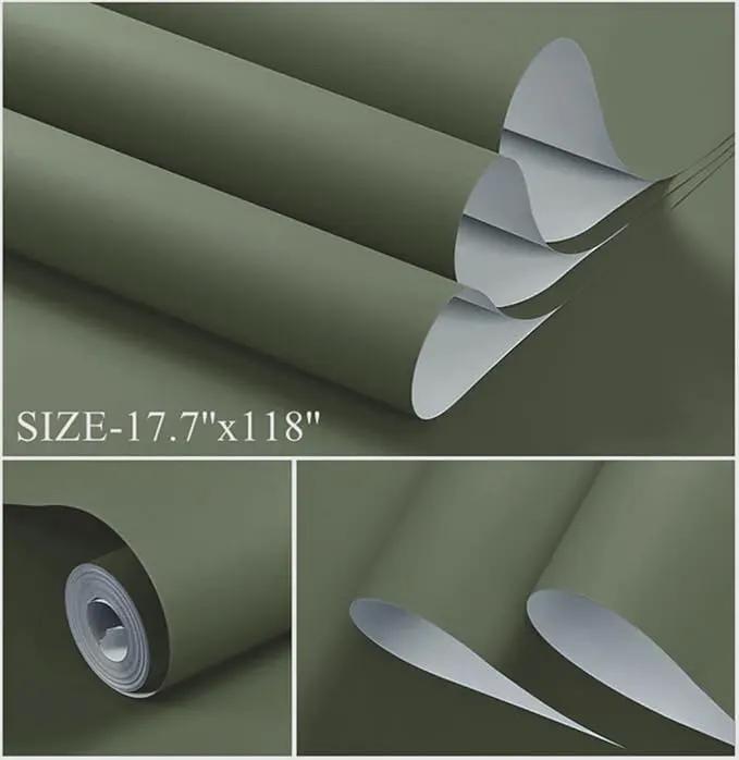 Dimoon 118''x17.7'' Green Peel and Stick Wallpaper Contact Paper Modern Self Adhesive Wall Paper Removable Renter Friendly Textured Solid Color Shelf Cabinet Vinyl Roll (118''x17.7'',Leaf Green) by GreenHaven Gardens