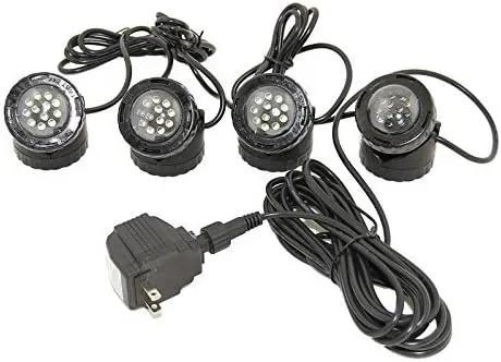 Jebao 4 LED Super Bright Outdoor Underwater Pond Fountain Spot Light Kits 4 Color Lens by GreenHaven Gardens