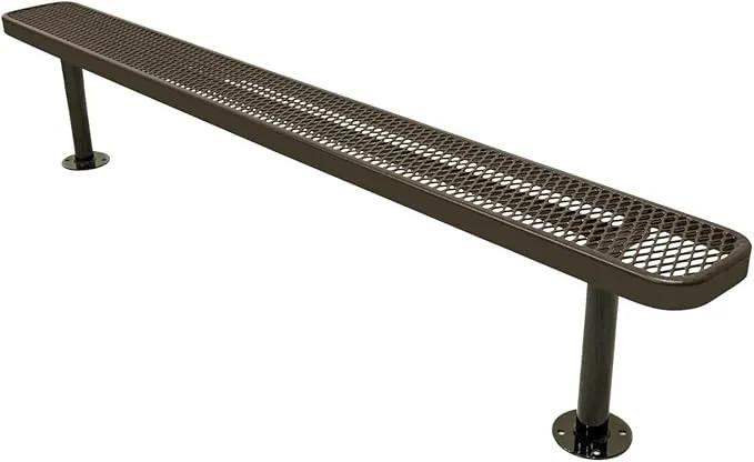 Coated Outdoor Furniture Heavy-Duty Outdoor Bench Thermoplastic Coated, Expanded Metal, Commercial-Grade Seating, Made in America (Surface Without Back, 8 Ft, Textured Brown) by GreenHaven Gardens