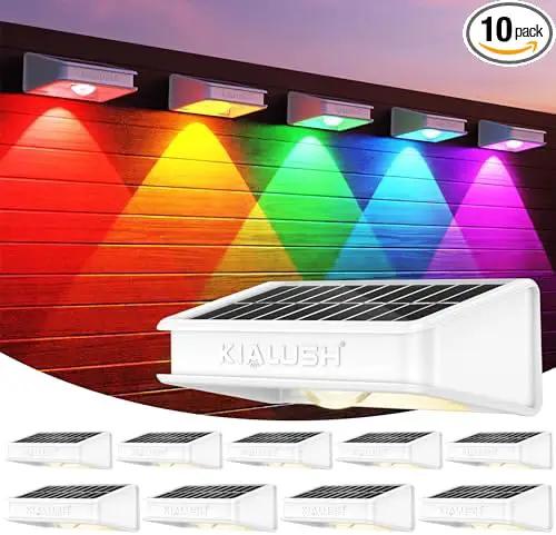 Solar Fence Lights 10 Pack, 9 Color Modes Outdoor Bulb Waterproof Led IP65, Solar Outdoor Lights for Backyard/Railing/Step/Wall/Patio/Yard (White) by GreenHaven Gardens