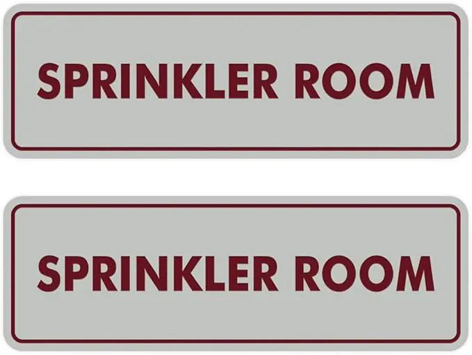 Signs ByLITA Standard Sprinkler Room Sign (Light Grey/Burgundy) - Medium 2 Pack by GreenHaven Gardens