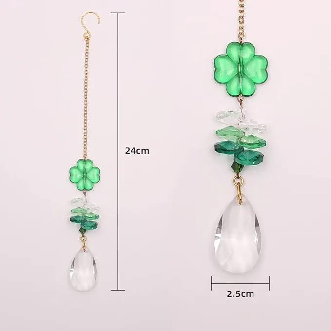 Crystal Hanging Decorations-Hanging Ornament Crystals with Leaf Clover Suncatchers with Crystal Ball for Home, Office, Garden and Festival Decoration by GreenHaven Gardens