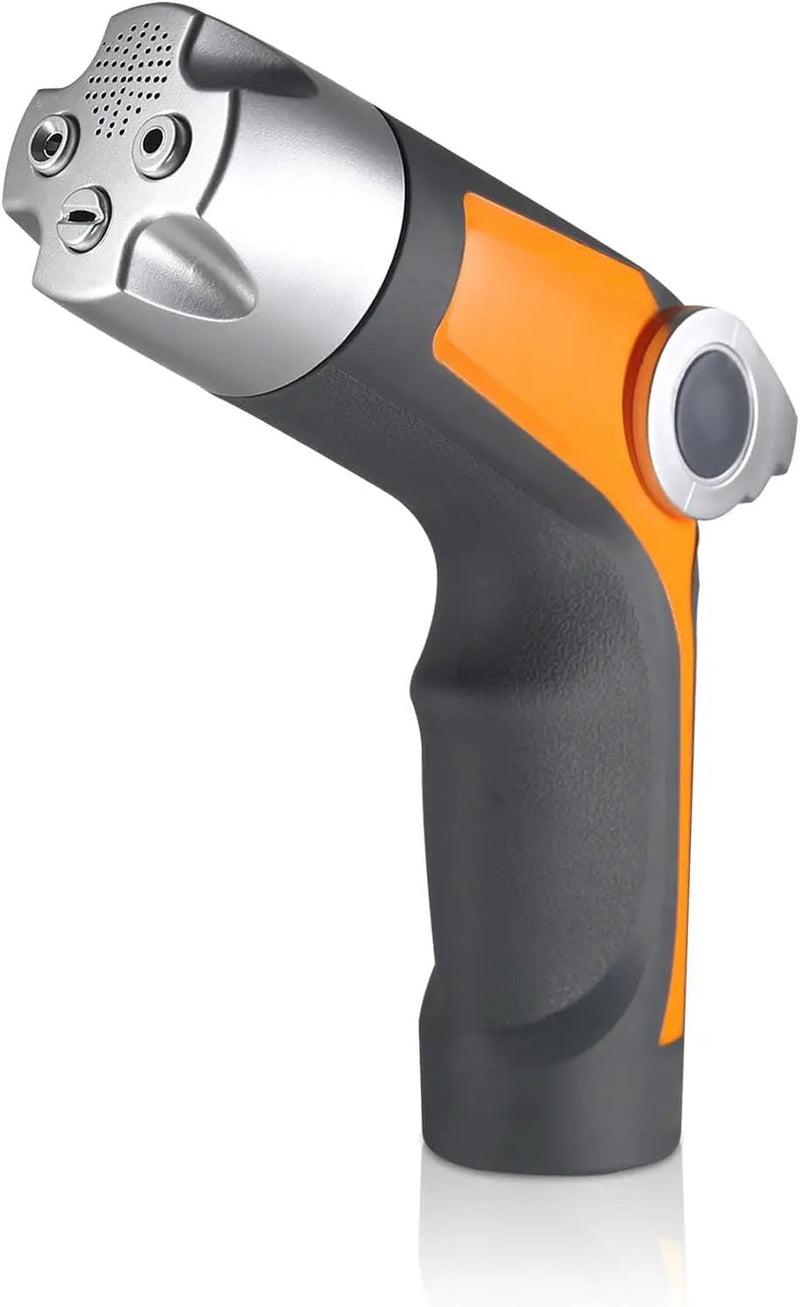 Heavy Duty Garden Hose Nozzle Sprayer - 4 Spray Patterns, High Pressure, Thumb Control Flow Valve w/On-Off, Washers for Watering, Car & Pet Washing by GreenHaven Gardens
