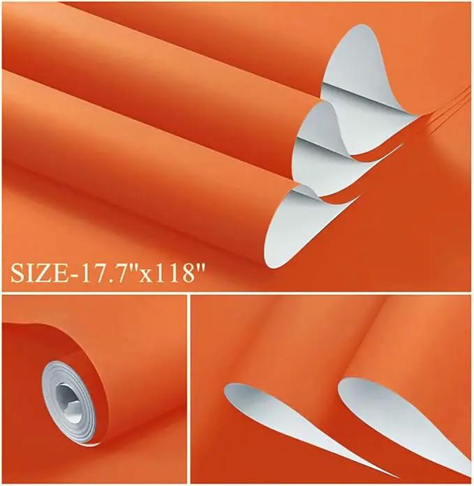 Dimoon 118''x17.7'' Orange Peel and Stick Wallpaper Contact Paper Modern Self Adhesive Wall Paper Removable Renter Friendly Textured Solid Color Shelf Vinyl Roll (118''x17.7'',Tropical Orange) by GreenHaven Gardens