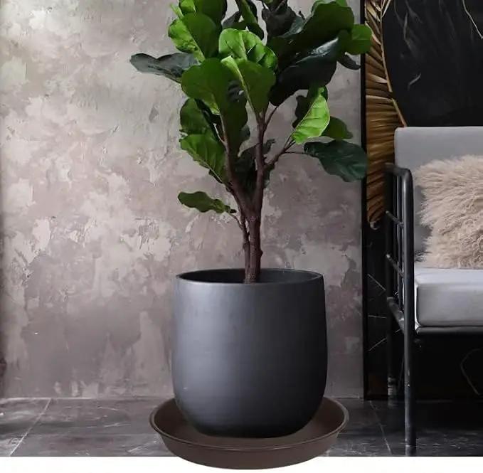 2 Pack of Plant Saucer 20 22 inch (19.5 Inch Base), Deep Heavy Duty Plastic Plant Saucers 20" Round, Flower Plant Trays for Indoors Outdoor, Plant Drip Tray for Planter 18-22" (Chocolate Brown) by GreenHaven Gardens