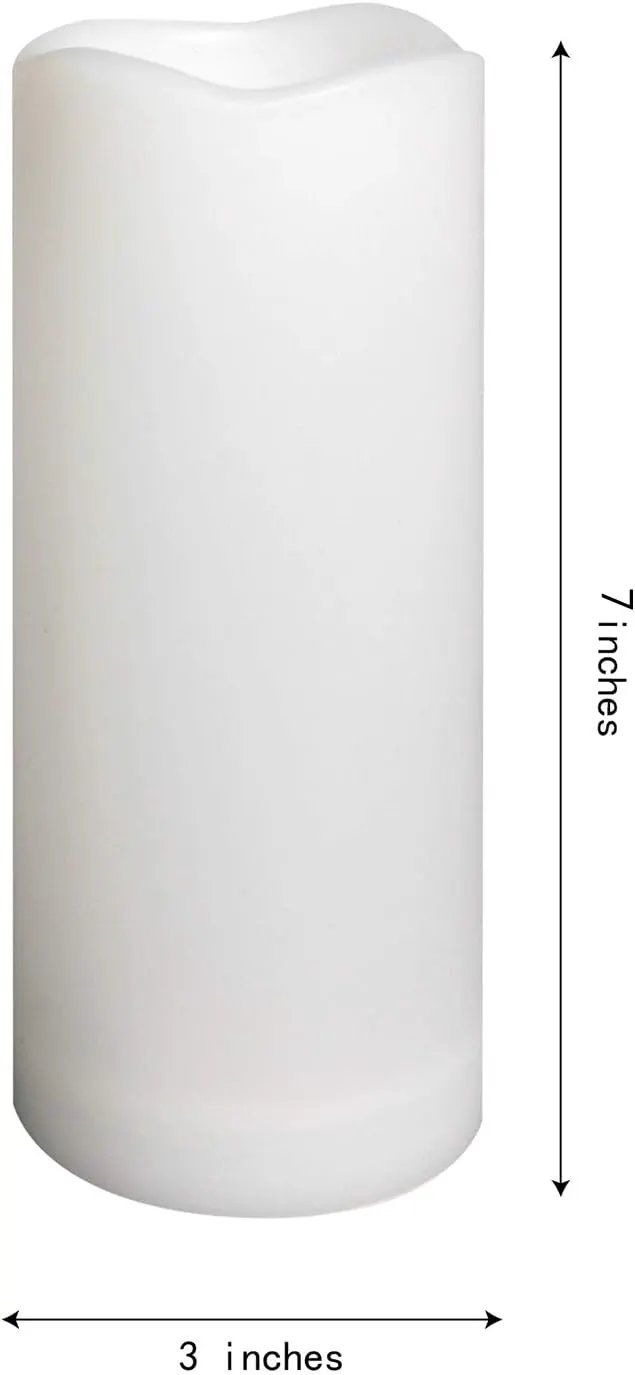 CANDLE CHOICE Waterproof Outdoor Battery Operated Flameless Candles Remote Timer White Tall Plastic Fake Realistic Flickering Electric LED Pillars for Lantern Wedding Christmas Decorations 3”x7” 3PCS by GreenHaven Gardens