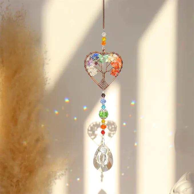3pcs Crystal Suncatchers for Windows Hanging Tree of Life Sun Catchers Decor with Prisms for Home Indoor Outdoor Car Making Rainbows by GreenHaven Gardens