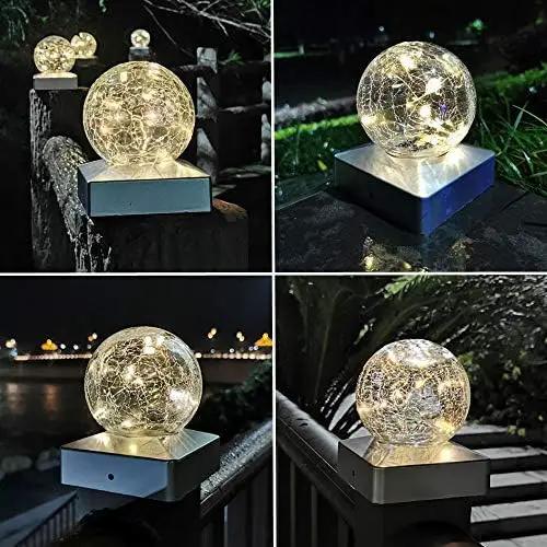 Solar Post Lights - Outdoor Post Cap Light for Fence Deck or Patio Garden Decoration Solar Powered Caps, LED Lighting, Lamp Fits 4x4 in - Warm White 4 Pack by GreenHaven Gardens