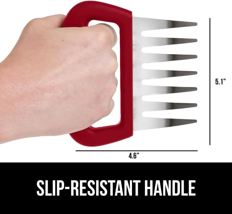 GORILLA GRIP BPA-Free Chicken Shredder Meat Claws, Sharp Stainless Steel Food Shredding Fork, Comfortable Handle, Easily Shred Pulled Pork, Taco Meats, Kitchen Smoker BBQ Tool, Dishwasher Safe, Red by GreenHaven Gardens