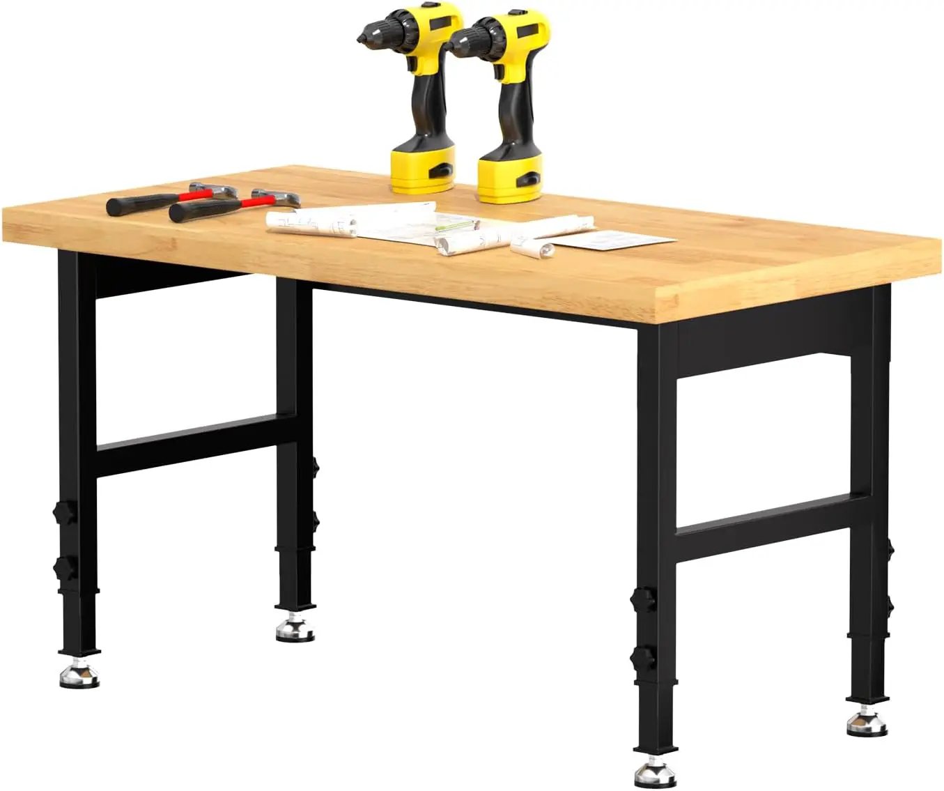 Solid Wood 48" Work Bench, Adjustable Height Workbench, Heavy-Duty Work Table, 2000 LBS Load Capacity Workstation for Garage, Workshop, Office, Home(48" X 24") by GreenHaven Gardens