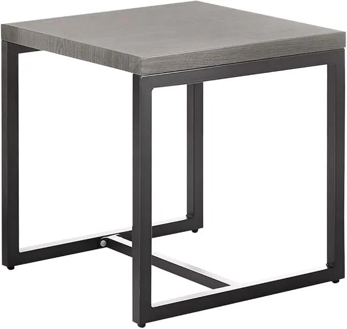 Patio Tables Outdoor Coffee Table - Steel Side Tables End Table for Proch Deck Balcony Garden Squre Grey Tabletop by GreenHaven Gardens