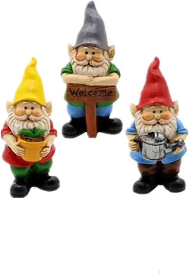 MUAMAX Miniature Gnome Figurines Fairy Gardens Gnomes Accessories Gift for Garden Little Gnomes Small Gnome 3'' by GreenHaven Gardens