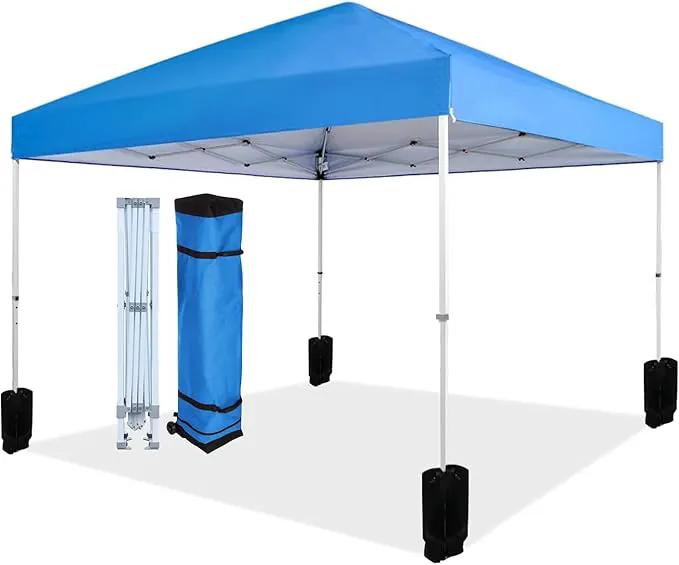 Amazon Basics Outdoor Pop Up 10 x 10 Canopy Tent for Events, Portable with Easy Setup, Includes Wheeled Carry Bag, 8 Pegs, 4 Ropes, 4 Weighted Bags, Blue by GreenHaven Gardens