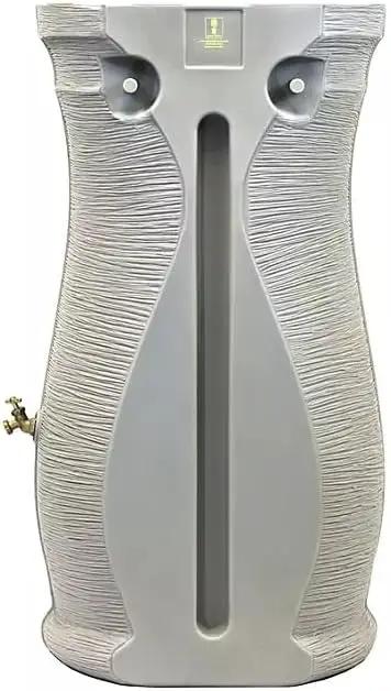 Stylish Impressions Capri Rain Saver, 50 Gallon, Sturdy Rain Barrel with Planter, Ribbed Design, Gray, with Dual Brass Spigots. by GreenHaven Gardens