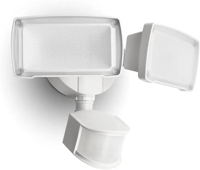 LUTEC 38W 3500 Lumen LED Motion Activated Integrated Dual-Head Floodlight Outdoor with Motion Sensor, 5000K Daylight, Dusk to Dawn, Exterior Security Wall Light for Patio, Garden, Yard(White) by GreenHaven Gardens