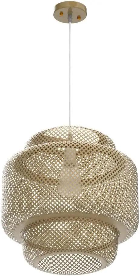 Bamboo Pendant Light - Boho Basket Chandelier Handmade Woven Pendant Light, Natural Wicker Rattan Hanging Chandelier for Kitchen Island Dining Room Living Room Porch by GreenHaven Gardens