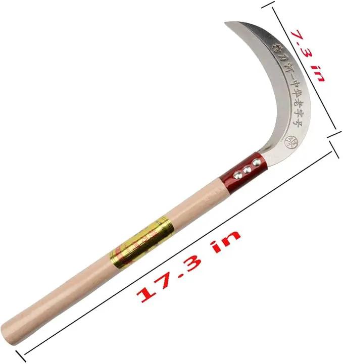 KEYI Steel Grass Sickle,Clearing Sickle,Manganese Steel Blade/Hardwood Handle Hand held Sickle Tool - Multipurpose Gardening Weeding Grass Sickle and Farming Portable Safety Sickle by GreenHaven Gardens