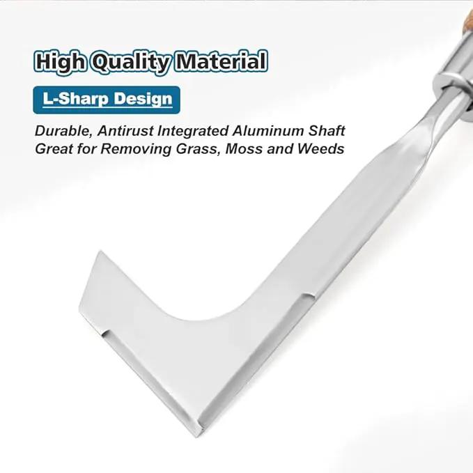 Berry&Bird Crack Weeder, Crevice Weeding Tool, 11.2" Stainless Steel Manual Weeder, L-Shaped Side-Walk Puller Spatula, Grass Cutter Knife, Weeding Sickle for Garden Lawn Yard Patio Terrace Paving Moss by GreenHaven Gardens