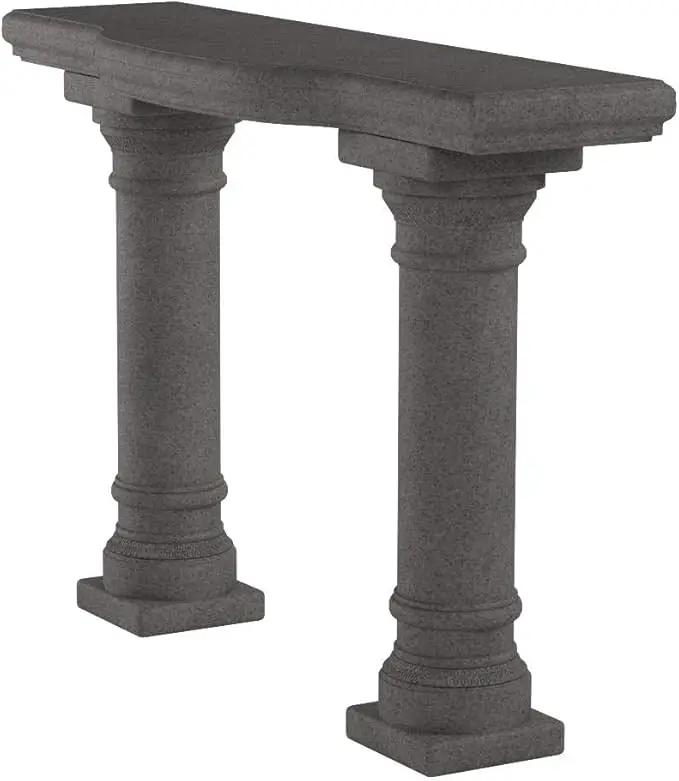 Emsco Group 2316 Lightweight Natural Sandstone Garden Shelf with Columns, 48", Granite by GreenHaven Gardens