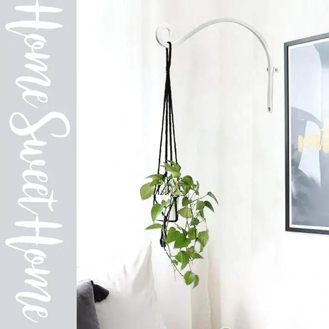 Hanging Plant Brackets Outdoor: 12-Inch Hanging Plant Hangers Wall Hooks - Wall Mount Brackets for Bird Feeder Flower Baskets White by GreenHaven Gardens