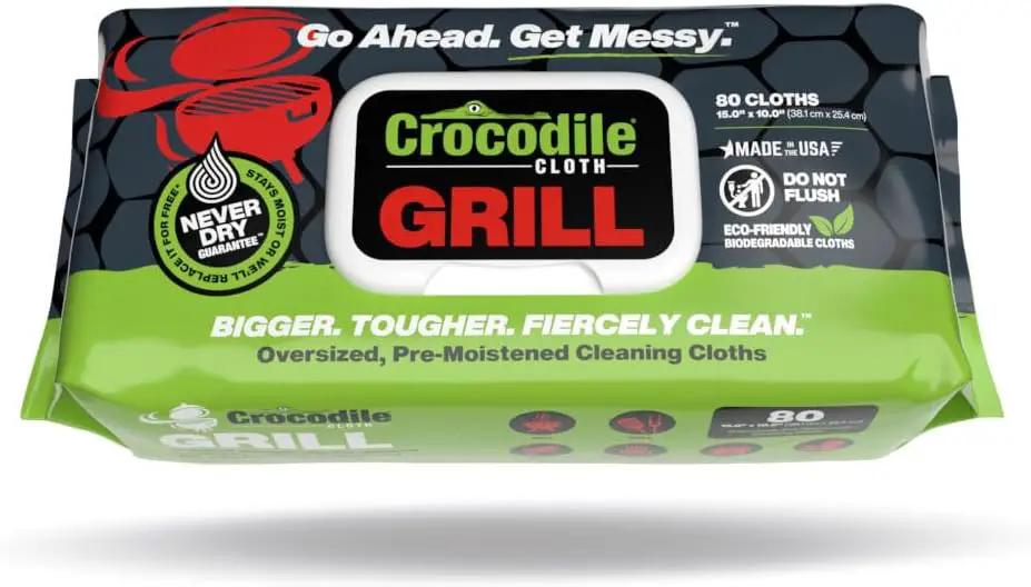 Crocodile Cloth Grill - 80 (15" x 10") Plant-based Cleaning Wipes. Safe on Skin & Multiple Surfaces. Infused with Aloe & Vitamin E. Large, Pre-Moistened & Absorbent. by GreenHaven Gardens