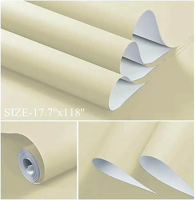 Dimoon 236''x17.7'' Beige Peel and Stick Wallpaper Contact Paper Modern Self Adhesive Wall Paper Removable Renter Friendly Textured Solid Color Shelf Cabinet Vinyl Roll (236''x17.7'',Beige) by GreenHaven Gardens