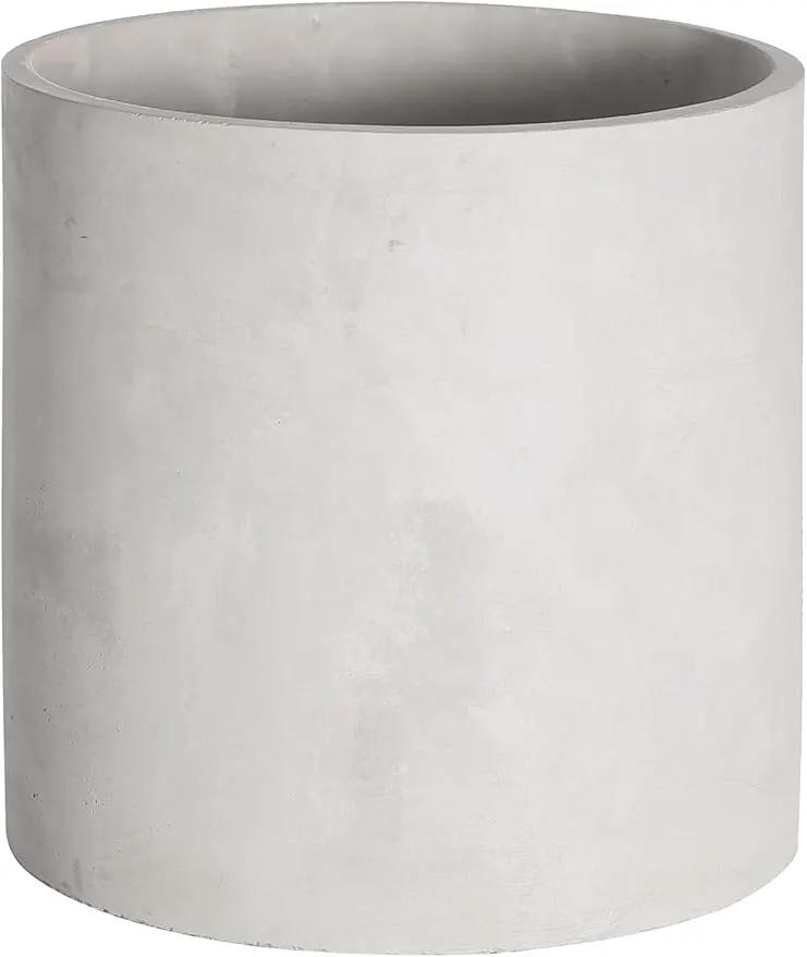 Plant Pots - 6.7 inch Cement Planters Indoor - Modern Grey Flower Pot with Drainage Hole - Home Office Decor by GreenHaven Gardens