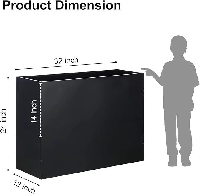 SUNNYPARK Large Metal Planter Box 32”x 12”x 24”, Rectangular Modern Black Metal Planter Box Heavy Duty with Drainage Holes for Outdoor Garden Patio by GreenHaven Gardens