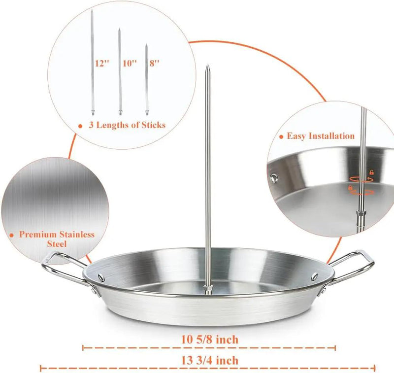 Stainless Steel Vertical Spit for Oven/grilling - Gyro/Shawarma Pan Rotisserie Skewer Stand, Gyro Plate/Pan for Chicken, Meat, Kebabs -Home Use by GreenHaven Gardens