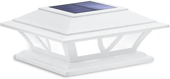 SIEDiNLAR Solar Post Lights Outdoor 2 Modes LED Deck Fence Cap Light for 4x4 5x5 6x6 Posts Patio Garden Decoration Warm White/Cool White Lighting White (1 Pack) by GreenHaven Gardens